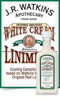 JR Watkins cooling white cream liniment, re-tweaked up from the traditional red  liniment.