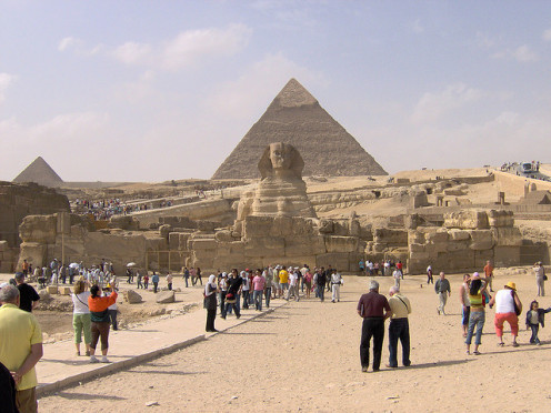 The ancient Egyptians built pyramids as burial sites for their pharaohs and their families. The Great Pyramid of Giza which was constructed  around 2580–2560 BC (4th dynasty) is the only one of the Seven Wonders of the Ancient World still standing.