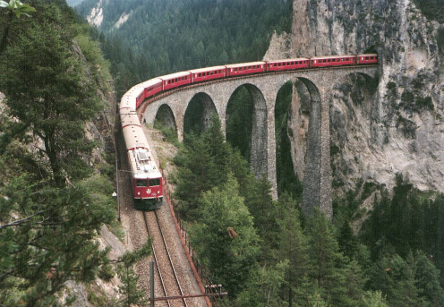 The highest railway crossing in Europe reaching a height of 2,253 metres (7,392 ft) above sea level.