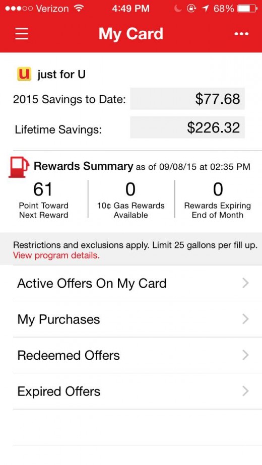 How much I've saved using the app over the last year.