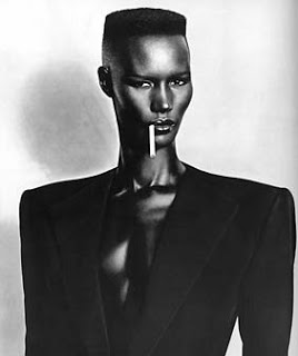 Before the hi-top fade came fashionable among rappers, Grace Jones sported this style on hair 1980 album Warm Leatherette.