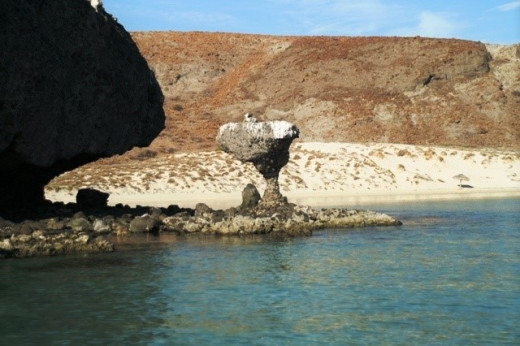 The "Mushroom Rock" in Balandra Bay, La Paz