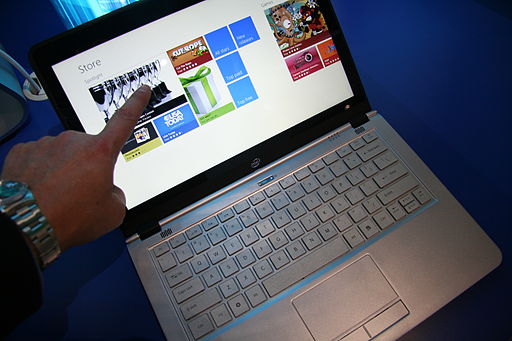 An online customer transacting using a laptop