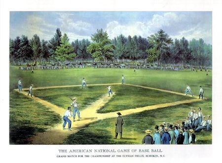 The American National Game of Baseball. c.1866 Elysian Fields, Hoboken NJ. This is where most early baseball was played.