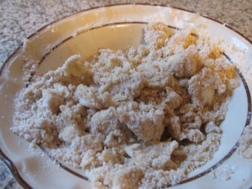 After the streusel ingredients are mixed together.