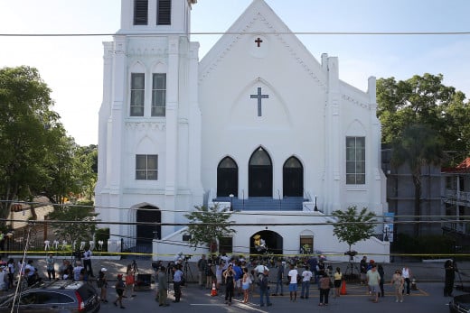 Outside the Charleston South Carolina Church mass shooting