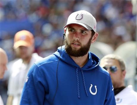Andrew Luck was a cheerleader on Sunday as he was unable to play due to an injured throwing shoulder.