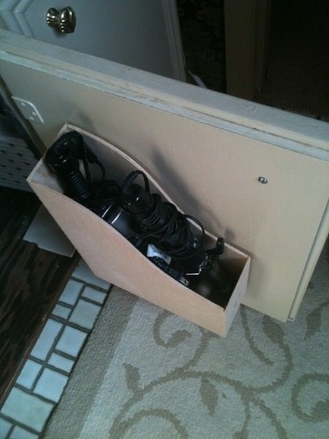 Magazine Holder as Hair Dryer Storage