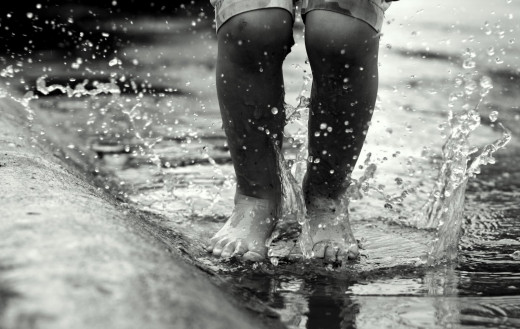 dancing in the rain...bare feet