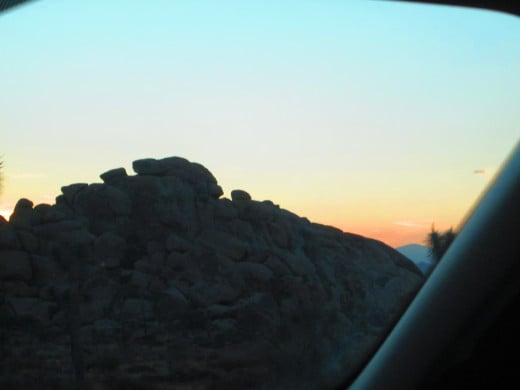 Boulders and sunset in Joshua Tree National Park.