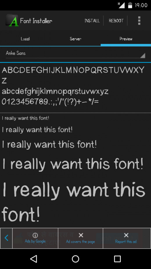 The preview tab offers you the preview of your selected font. You can customize the preview text!