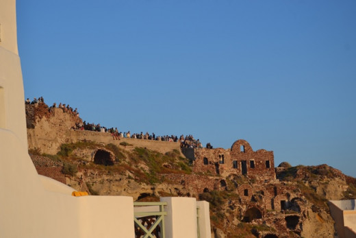 Tourists waiting to see sunset