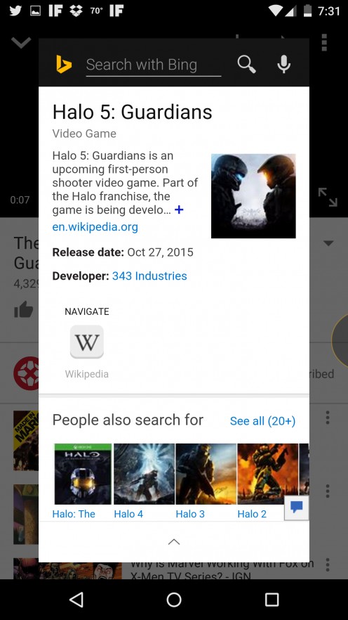 Bing should give you a variety of information to choose from.