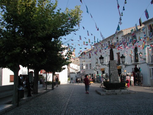 In the Main Square dressed with buntin for the fiesta