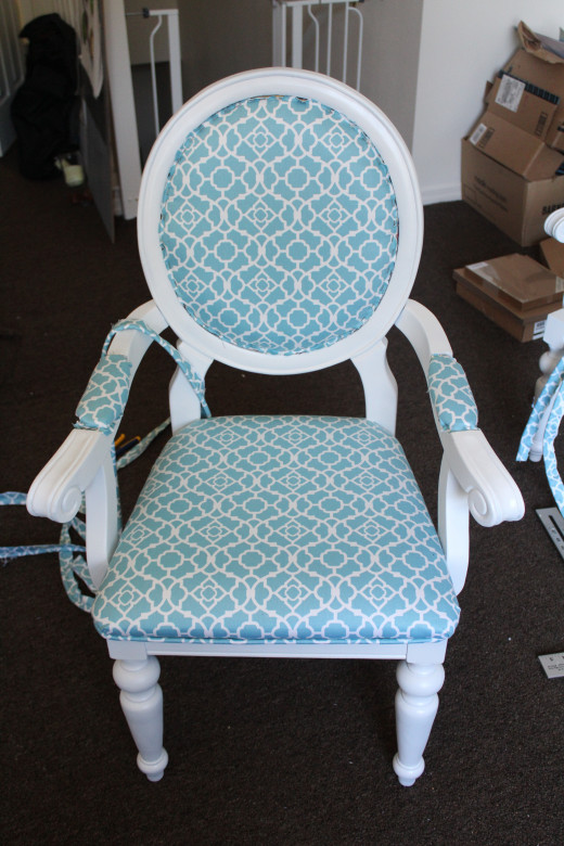 Chair with new fabric but no trim