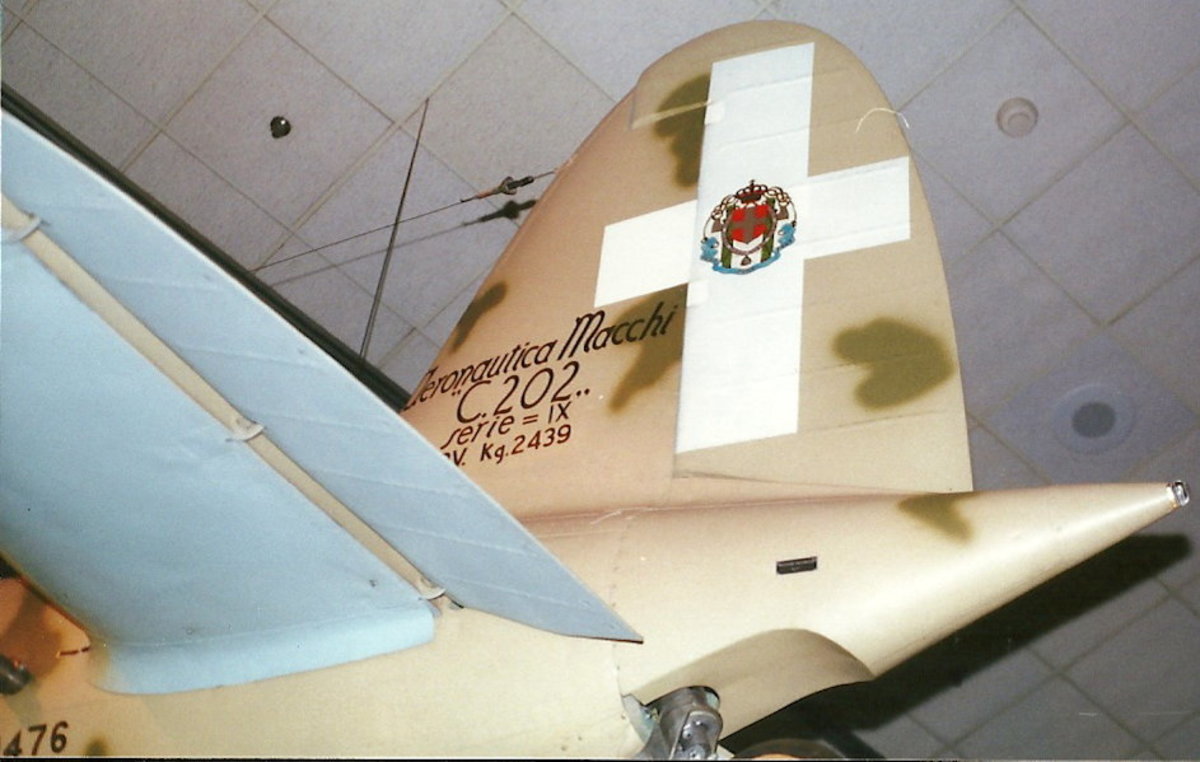 View of the tail of the Macchi C.202 in the National Air & Space Museum, Washington, DC., May 2000.