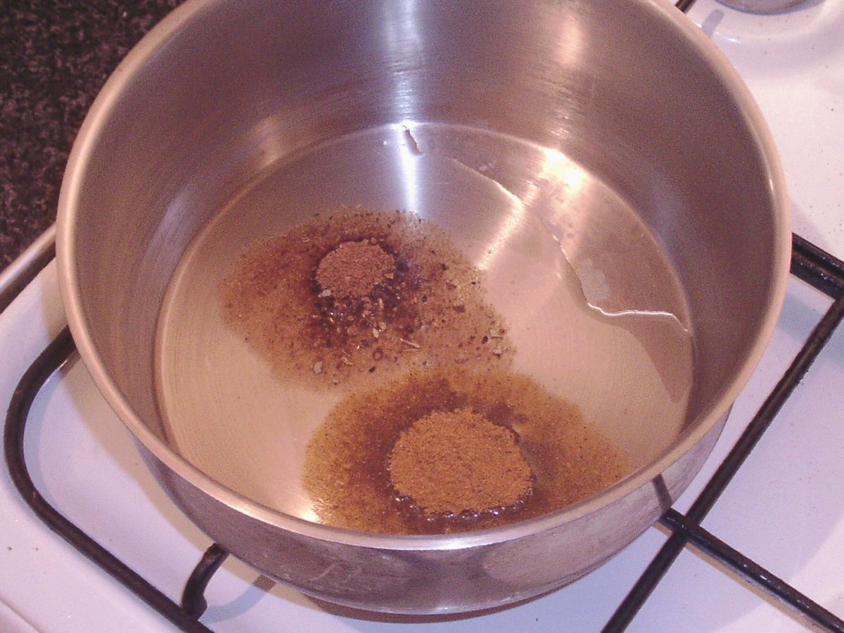 Spices are gently fried in oil