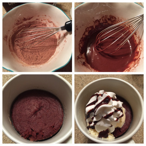 Combine dry ingredients, then add wet ingredients, microwave, and serve with yummy toppings!