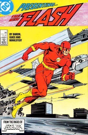 Flash vol. 2, #1 (June 1987). Wally West holds his first title as the Modern Age Flash. Art by Jackson Guice.