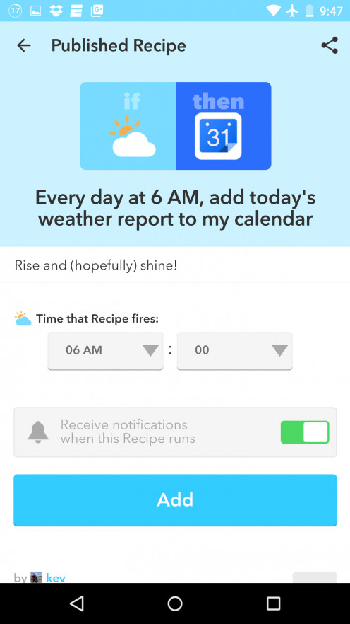 Get a Weather report each morning 