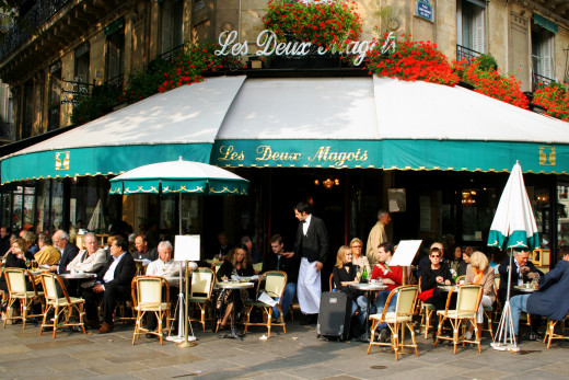 Café "les deux magots" Paris 6ème , France.  Here you will pay around 20 euros for a salad as a main course.  