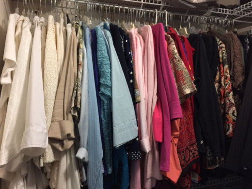 After pulling, tossing, organizing and color coding my closet, now my clothes are within eye-shot!