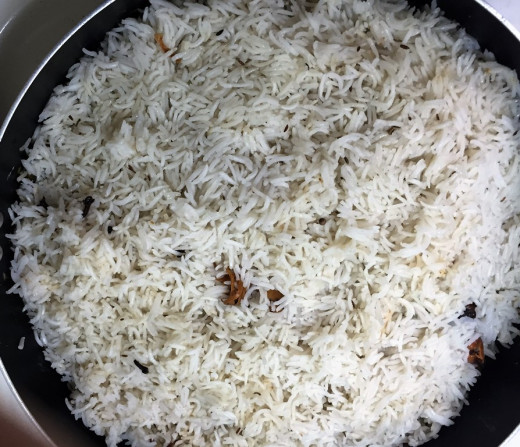Add Basmathi rice as a second layer.