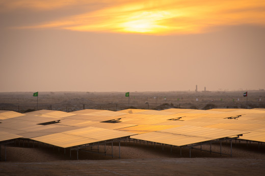 Sunseting over the first of the solar panels.