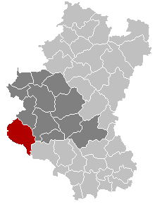 Map location of Bouillon in the Belgian province of Luxembourg 