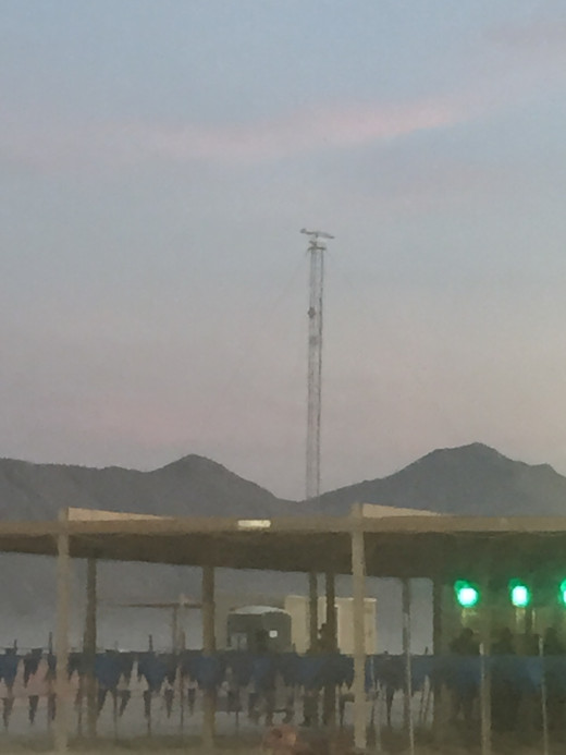 I took this shot while waiting on the entry line for the event gate. I'm pretty sure this tower generated an internet connection for Black Rock City; I overheard several Burners complain about this during the week.