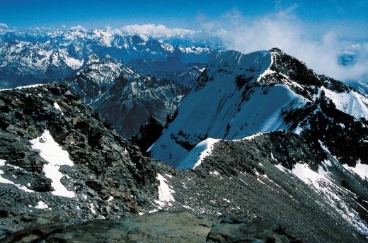 View from the summit of Aconcagua 6962m. This is an achievable summit