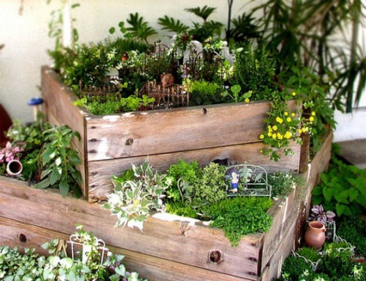 Unique Garden Ideas httpwwwinspirebohemiacom201107unique garden planters and displayshtml this site has super cute ideas This Photo Shows An Easy Setup To Stack Plants Into Different Heights This Creates More Unique Garden Ideas 1001 gardens This Photo Shows An Easy Setup To Stack Plants Into Different Heights This Creates More