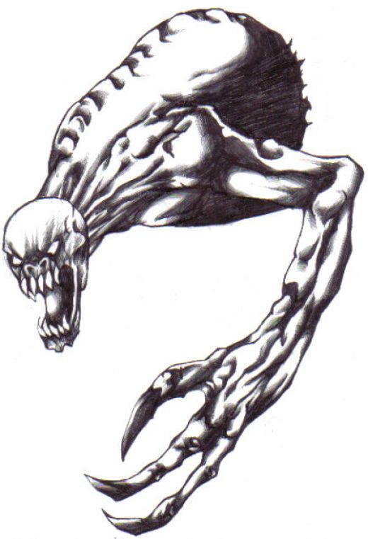 A demon creature drawn with a biro ball point pen.