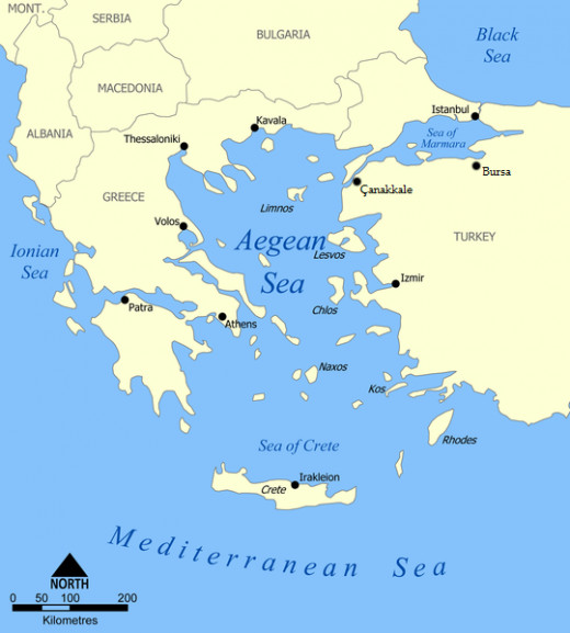 Map of the Aegean Sea Map of the Aegean Sea