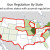 THE DARKER THE GREEN, THE STRONGER THE GUN REGULATIONS with TWO WORST GUN REGULATION RANKING CIRCLED - CHART 31