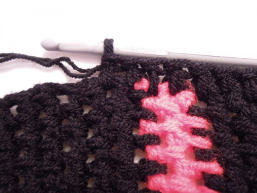 Crochet across each row using double crochet.