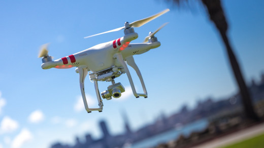 A Quadcopter Drone In Flight