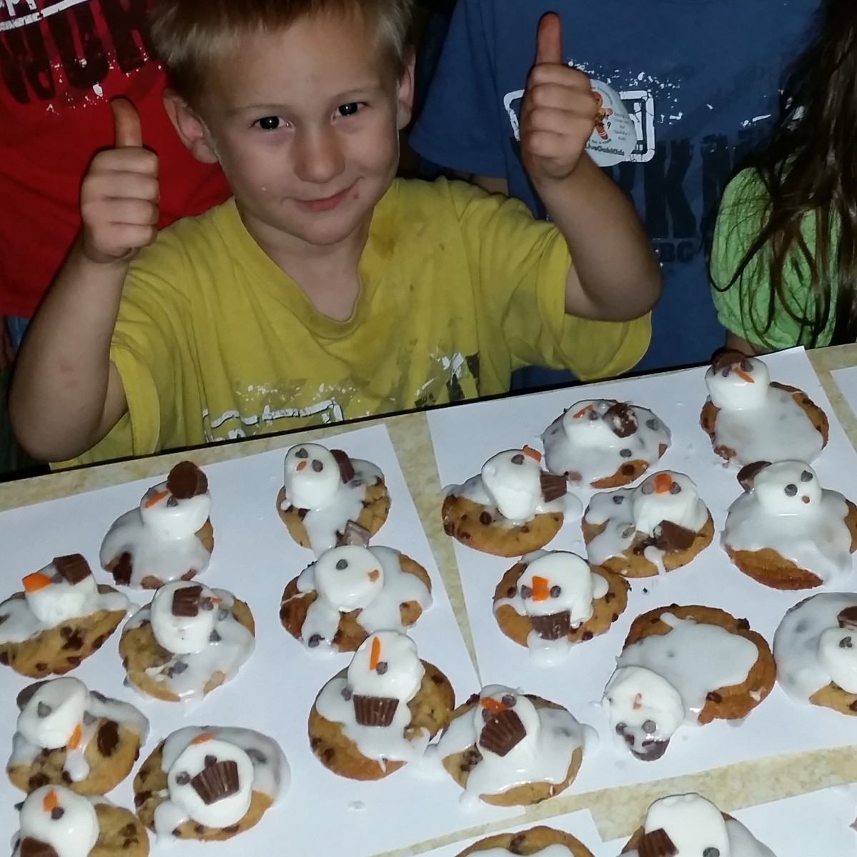 We made melted snowmen cookies for the cookie swap.