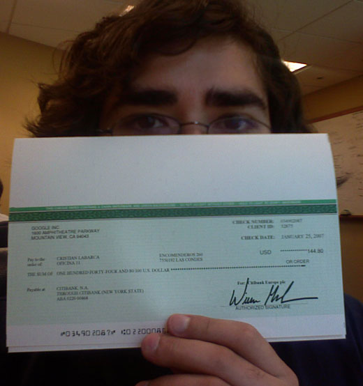 This is what a check from Google Adsense looks like