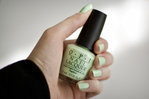 O.P.I. and Essie Nail polish bottles. Both brands are high quality nail polish that is guaranteed not to chip easily. 