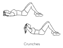 The most basic of abdominal exercises. Focus on breathing while you perform each crunch.