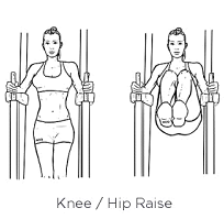 Requires a rack. Holding the weight of your upper body on your forearms bring your legs up from the waist. Straight leg, tight bent knee, or lose bent knee.