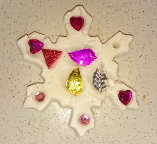 White dough snowflake ornament. 