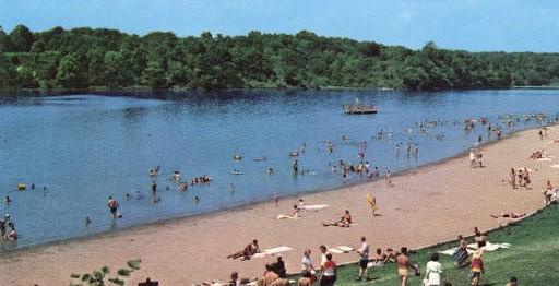 Postcard of Whitewater Memorial State Park Beach in 1965