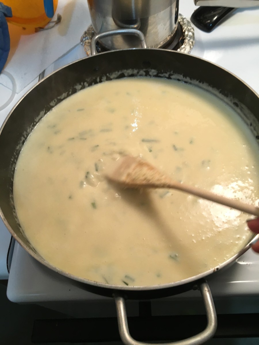 The sauce gets thick quickly when you start to add the cheeses.