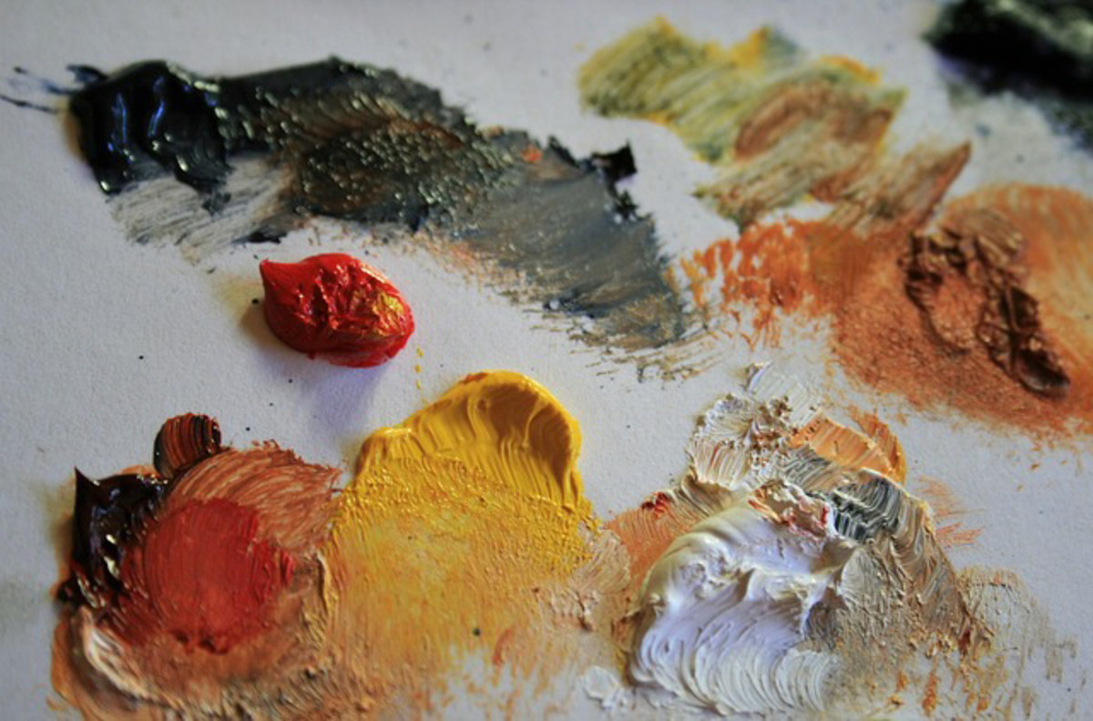 A palette of pigment samples.. 