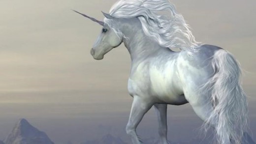 A white, horse-like creature with a single, spiralled horn and hour cloven hooves.