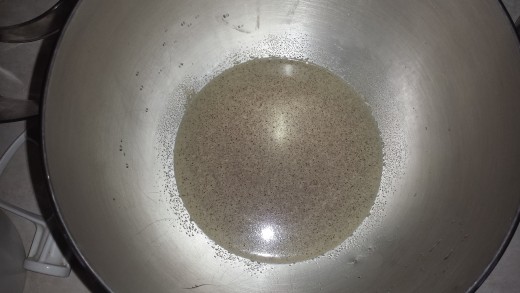 Mix the warm water, brown sugar and salt together in the bottom of a mixing bowl. Sprinkle the packet of yeast over the surface.