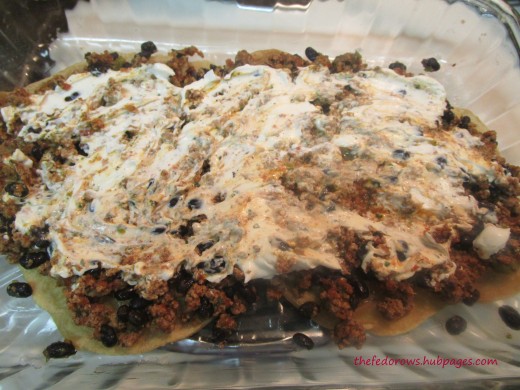 Spread the sour cream gently.  