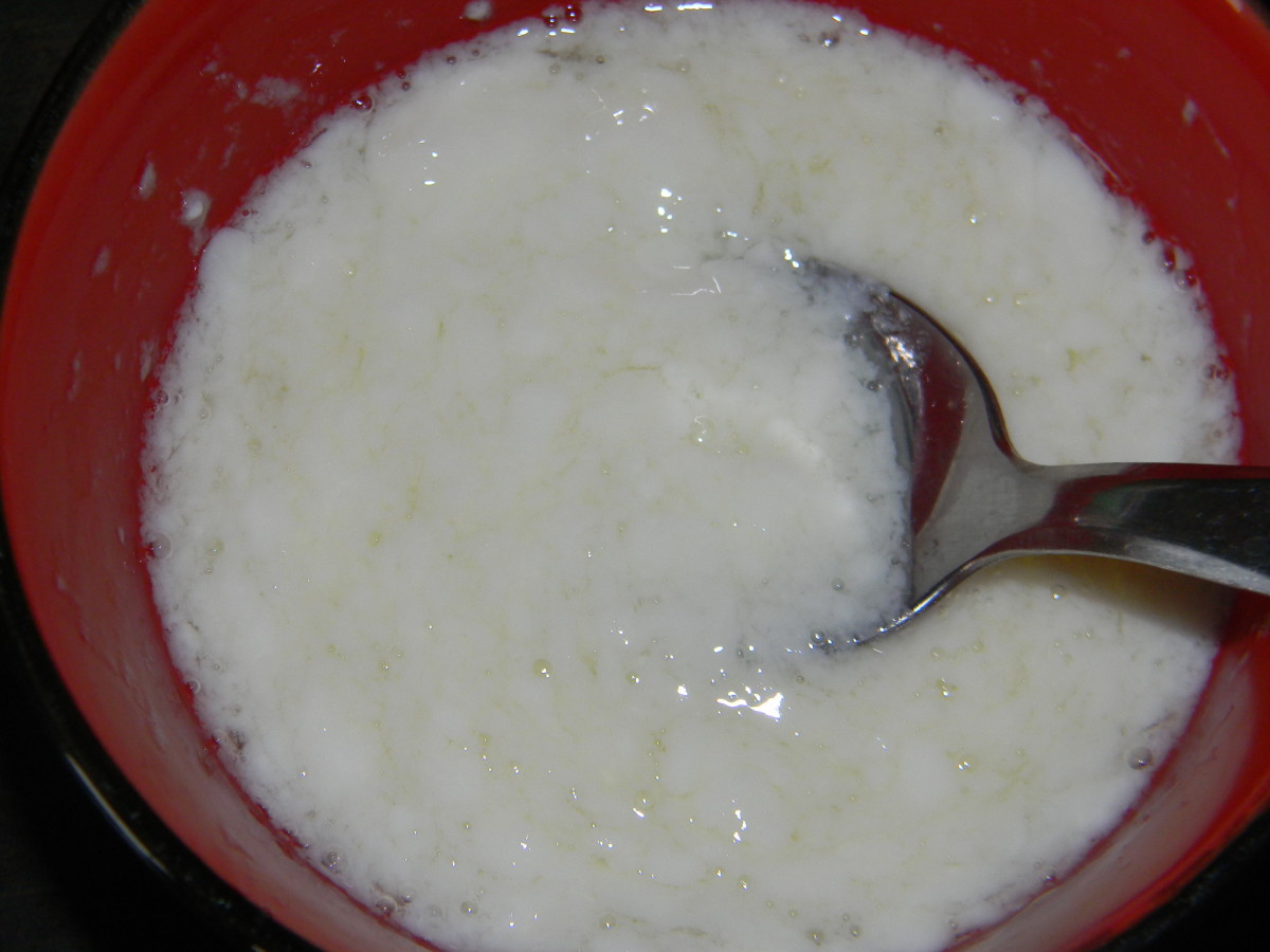 Your finished facial mask made with egg whites and yogurt.
